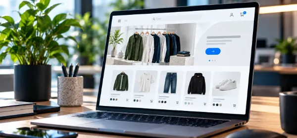 Tienda de moda online en un portatil de una oficina moderna